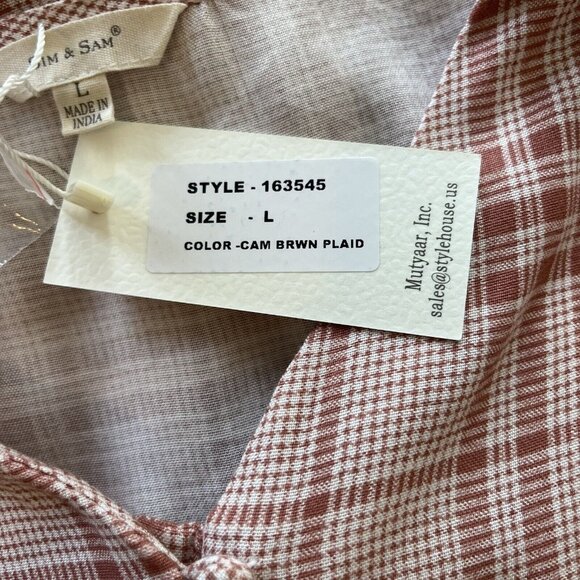 Sim & Sam Button Front Cropped Shirt Womens Large Pink New Blouse New - Picture 8 of 9